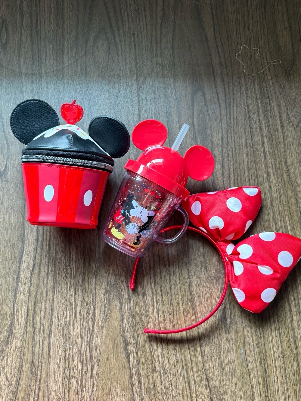 Red Polka Dot Minnie Ear Headband with Matching Cup &  little Case